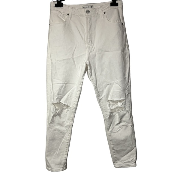 Abercrombie & Fitch Denim - Abercrombie Fitch High Rise Super Skinny White Jeans Distressed